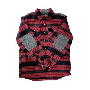 CQR Cotton Tactical Shirt-jack Red/Blk/Gry Plaid Snap Down Sz L NWOT